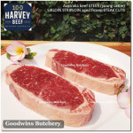 Beef Sirloin AGED BY GOODWINS Australia STEER young cattle (Striploin / New York Strip / Has Luar) frozen brand Harvey/Midfield STEAK 2.5cm 1" (price/kg 3-4pcs)